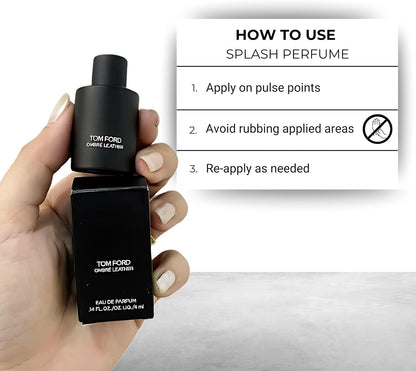 Tom Ford Ombre Leather Eau de Parfum Mini 0.14 fluid ounce 4ml splash bottle boxed | Boxed Travel Size Designer Fragrance, Compact Collectible Miniature Perfume, Luxury Scent Gift for Men